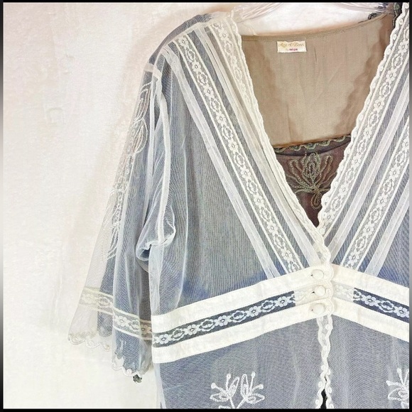 Nataya ALT-3 Sheer Lace Titanic Tunic Size XL Ivory Nylon Soutache Embroider NWT - Picture 11 of 11
